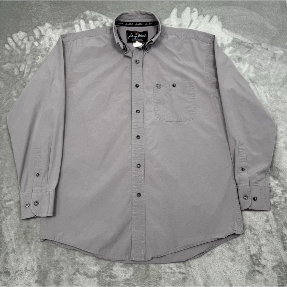 Wrangler Western Shirt Mens Medium Gray Button Down George Straight Cowboy Work